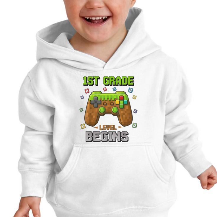 First Day Of 1st Grade Level Begins Back To School Boy Graphic Toddler Hoodie First Day Of 1st Grade Level Begins Back To School Boy Graphic Toddler Hoodie