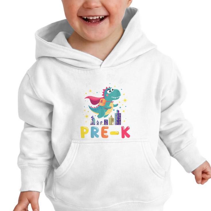 First Day Pre-K Back To School Dinosaur Graphic Toddler Hoodie First Day Pre-K Back To School Dinosaur Graphic Toddler Hoodie
