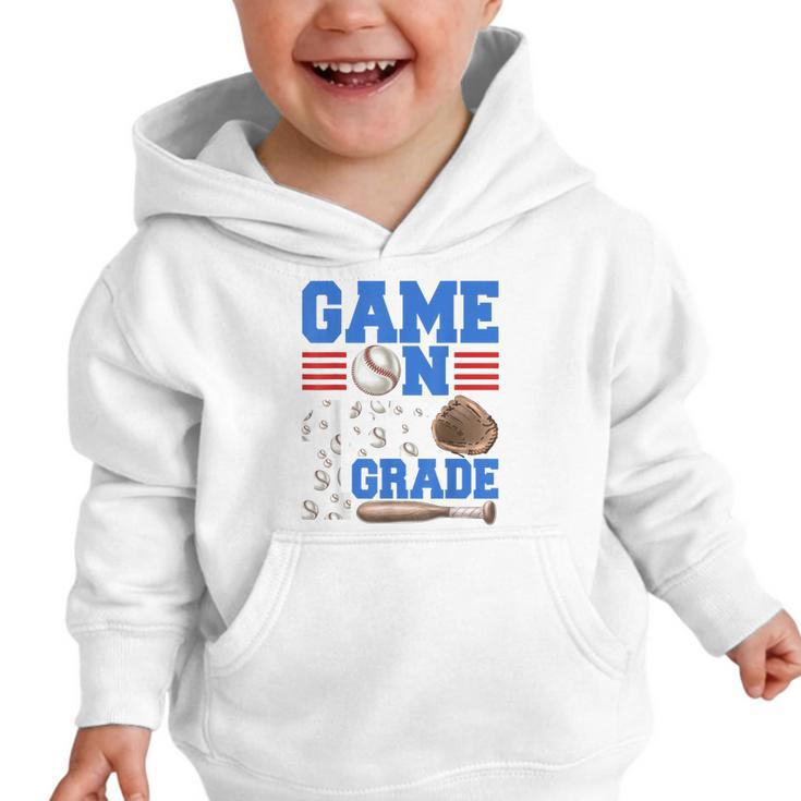 Game On First Grade Boy Baseball Back To School Graphic Toddler Hoodie Game On First Grade Boy Baseball Back To School Graphic Toddler Hoodie