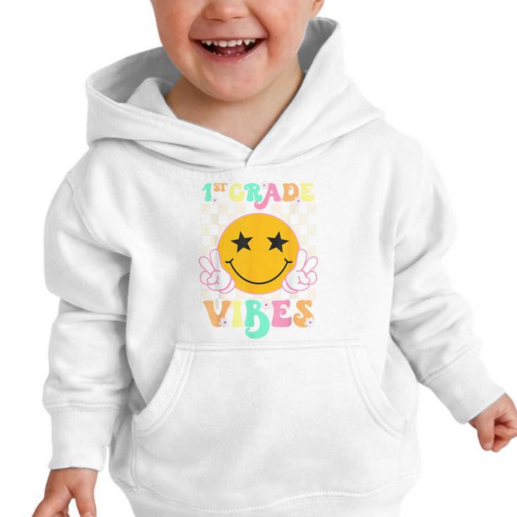 Girls 1st Grade Vibes Smile Face Back To School 1st Grade Graphic Toddler Hoodie Girls 1st Grade Vibes Smile Face Back To School 1st Grade Graphic Toddler Hoodie