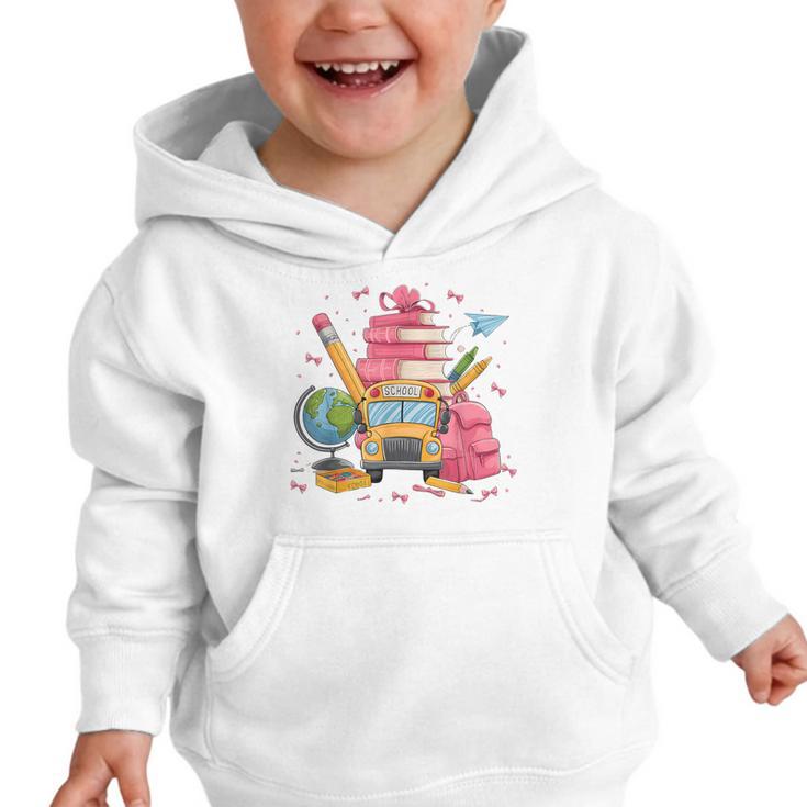 Girls Cute Pink Bows Coquette Aesthetic Back To School Graphic Toddler Hoodie