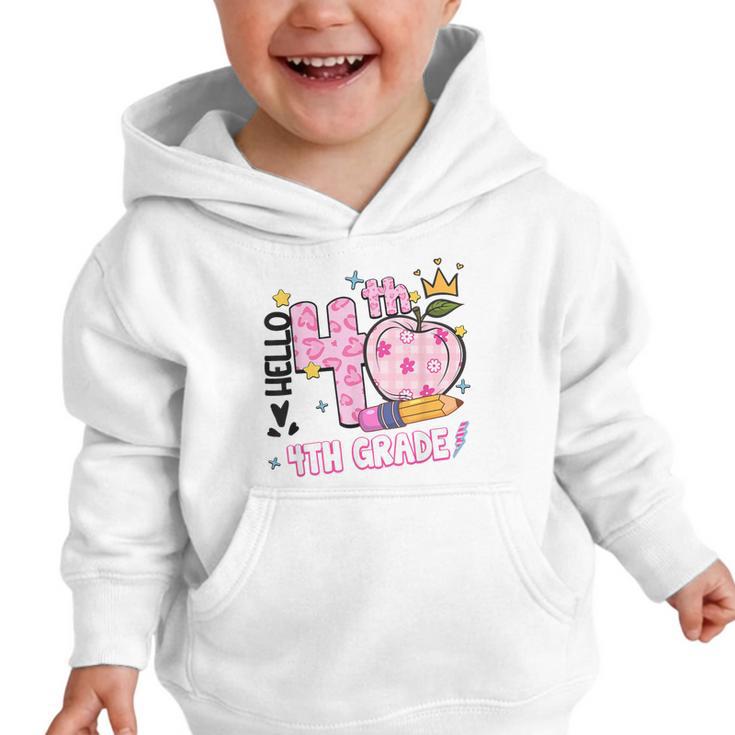 Hello Fourth 4th Grade Leopard Tie Dye Girl Back To School Graphic Toddler Hoodie