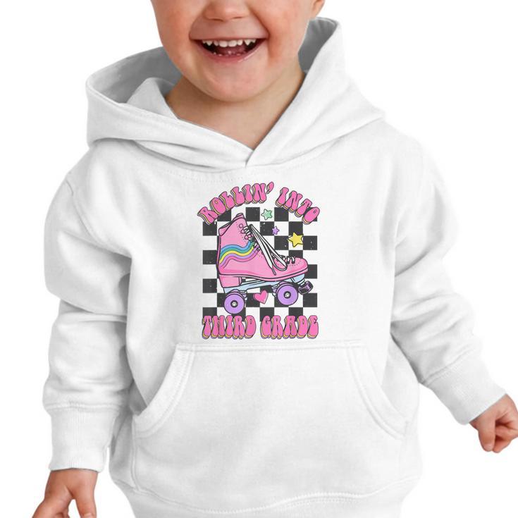 Kids Back To School Skating Rollin Into Third 3rd Grade Graphic Toddler Hoodie