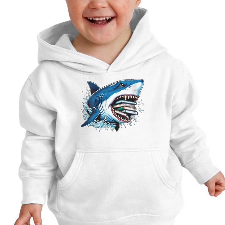 Kids Shark With School Books Back To School Shark Lovers Graphic Toddler Hoodie Kids Shark With School Books Back To School Shark Lovers Graphic Toddler Hoodie