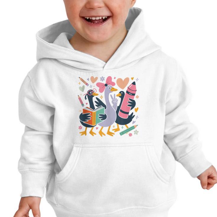 Kindergarten 1st Grade Goose Back To School Girls Graphic Toddler Hoodie
