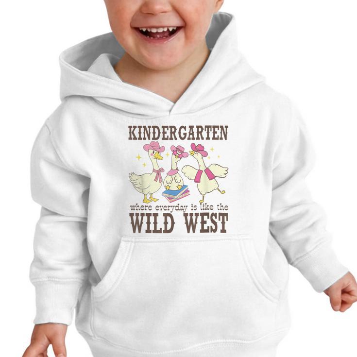 Kindergarten Wild West Goose Cowboy Goose Back To School Graphic Toddler Hoodie