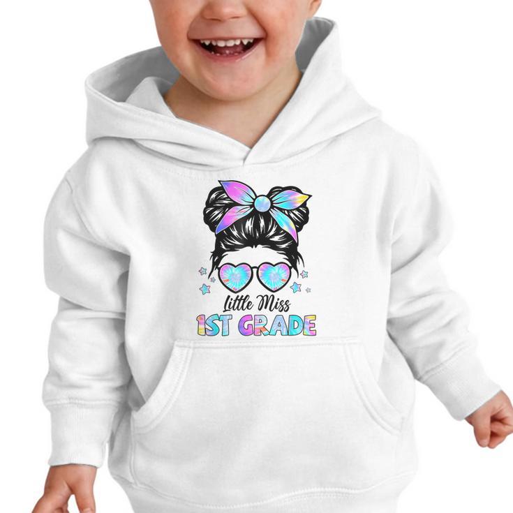 Little Miss 1st Grade Messy Bun Back To School Girls Kids Graphic Toddler Hoodie