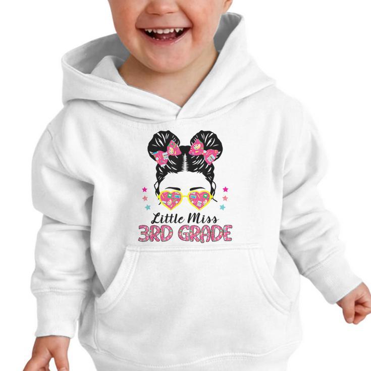 Little Miss 3rd Grade Messy Bun Back To School Graphic Toddler Hoodie