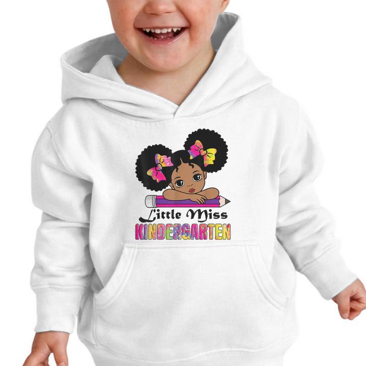 Little Miss Kindergarten Afro Puff Girl Back To School Graphic Toddler Hoodie