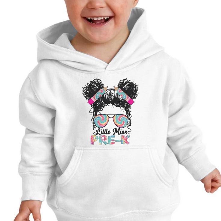 Little Miss Pre-K Girls Back To School Messy Bun Performance Graphic Toddler Hoodie