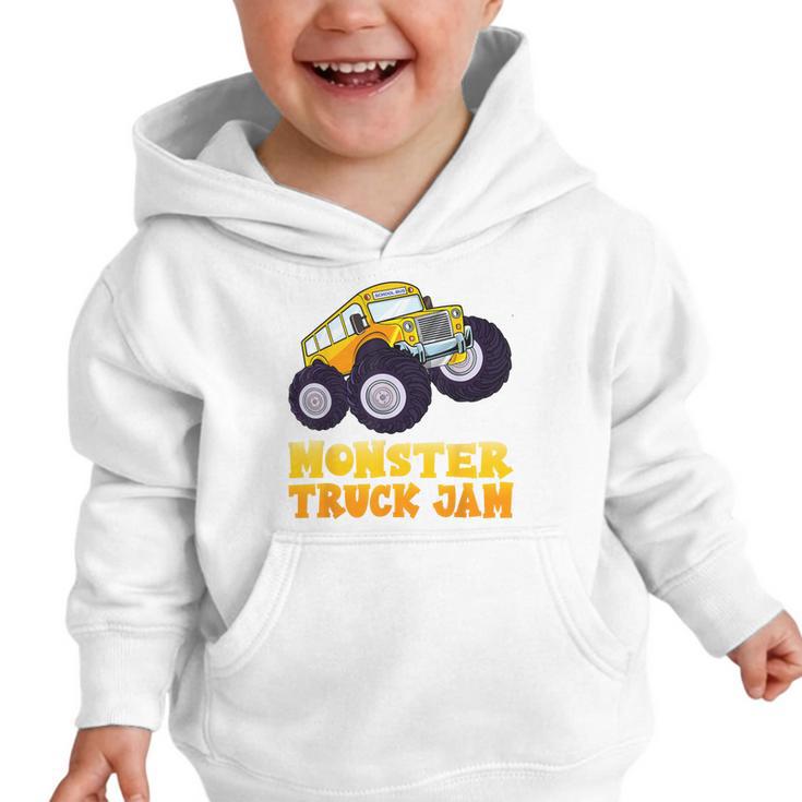 Monster Truck Jam School Bus Yellow Back To School Toddlers Graphic Toddler Hoodie