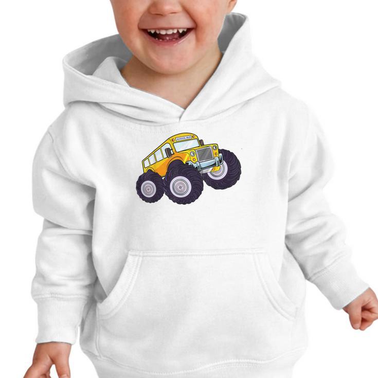 Monster Truck School Bus Yellow Back To School Kids Toddler Graphic Toddler Hoodie