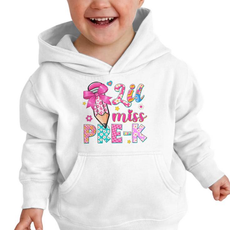 Pencil Bow Lil Miss Pre-K Pre-K Back To School Graphic Toddler Hoodie Pencil Bow Lil Miss Pre-K Pre-K Back To School Graphic Toddler Hoodie