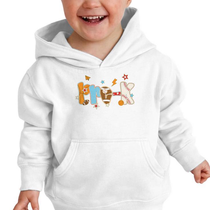 Pre K Preschool Football Basketball Baseball Back To School Graphic Toddler Hoodie