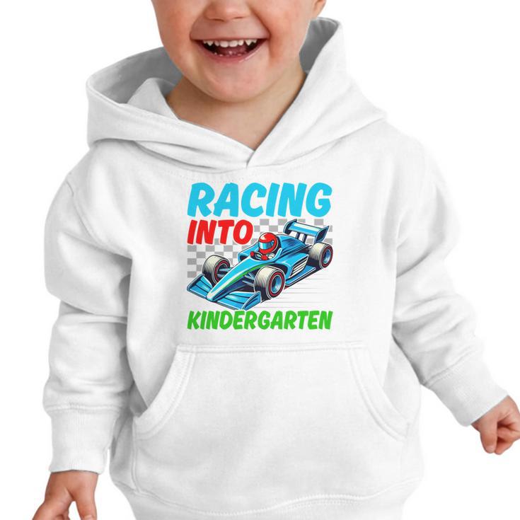 Racing Into Kindergarten Race Car Driver Back To School Performance Graphic Toddler Hoodie