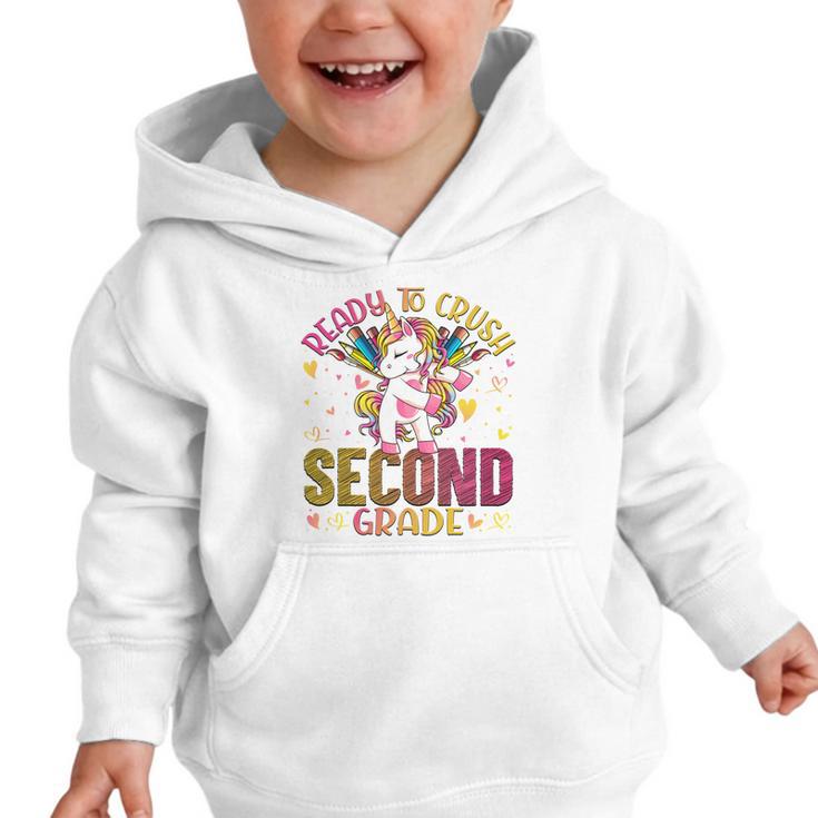 Ready To Crush Second 2nd Grade Back To School Unicorn Kids Performance Graphic Toddler Hoodie