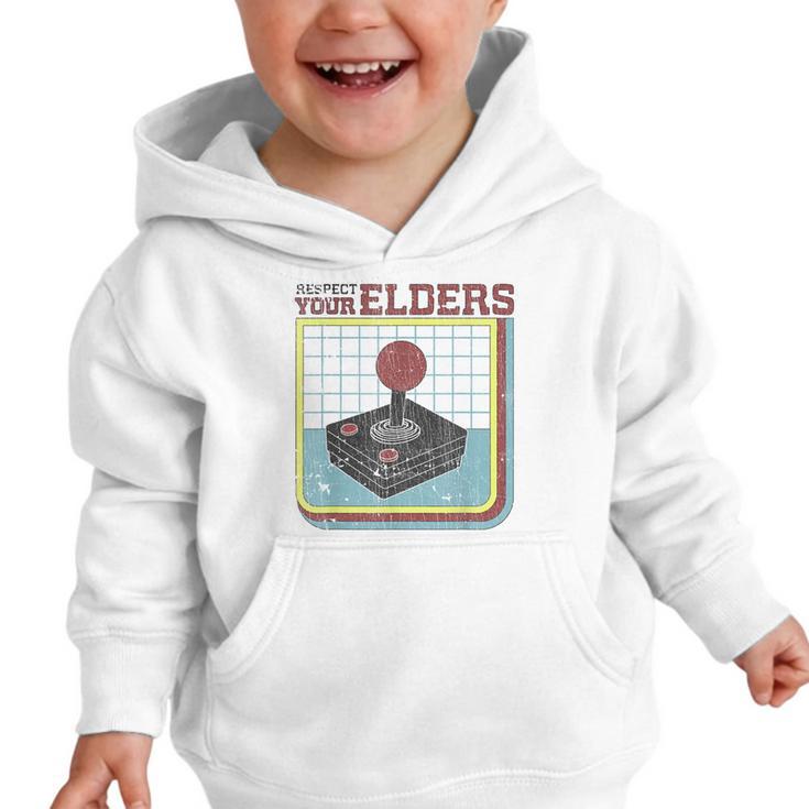 Respect Your Elders Retro Gamer Joystick Back To School Graphic Toddler Hoodie