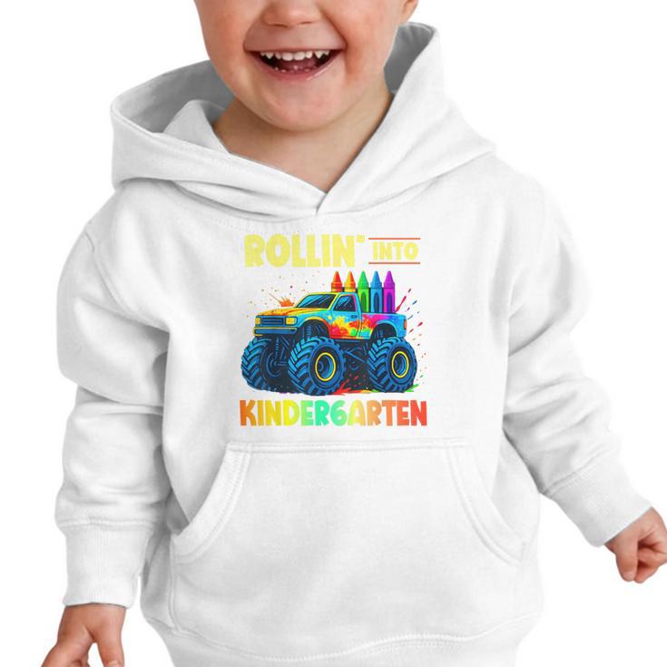 Rollin' Into Kindergarten Monster Car Back To School Boys Graphic Toddler Hoodie Rollin' Into Kindergarten Monster Car Back To School Boys Graphic Toddler Hoodie