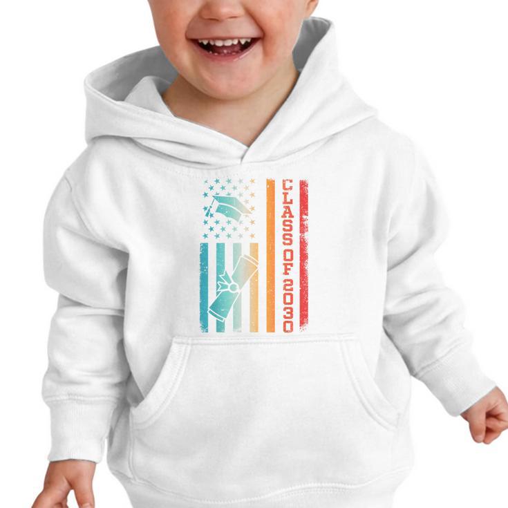 Vintage Class Of 2030 Graduation Back To School USA Flag Graphic Toddler Hoodie Vintage Class Of 2030 Graduation Back To School USA Flag Graphic Toddler Hoodie
