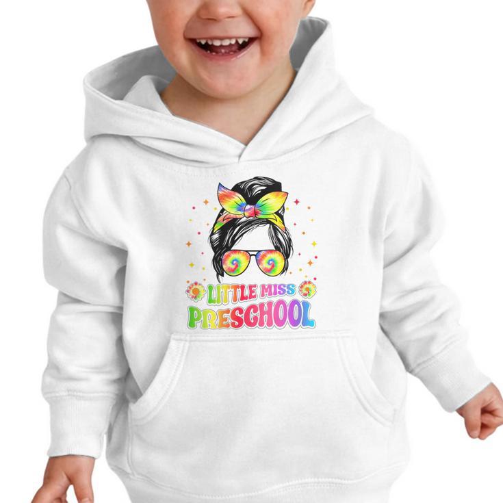 Women's Little Miss Preschool Messy Bun Tie Dye Back To School Girls Graphic Toddler Hoodie