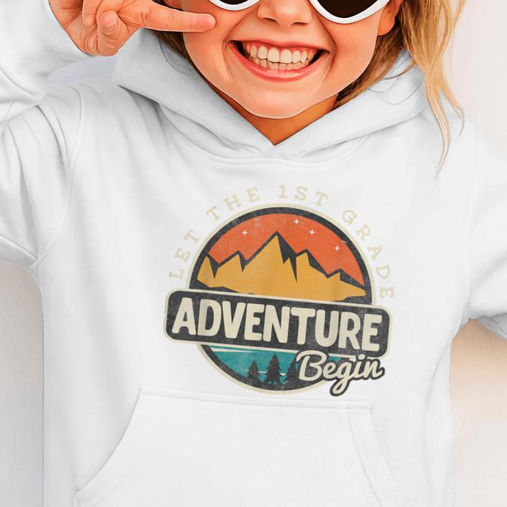 1st First Grade Shirt Adventure Begin Back To School Graphic Toddler Hoodie