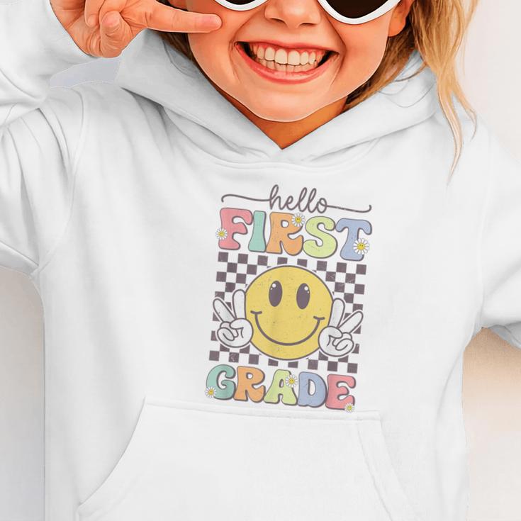 1st Grade Team Back To School Hello First Grade Smile Face Graphic Toddler Hoodie 1st Grade Team Back To School Hello First Grade Smile Face Graphic Toddler Hoodie
