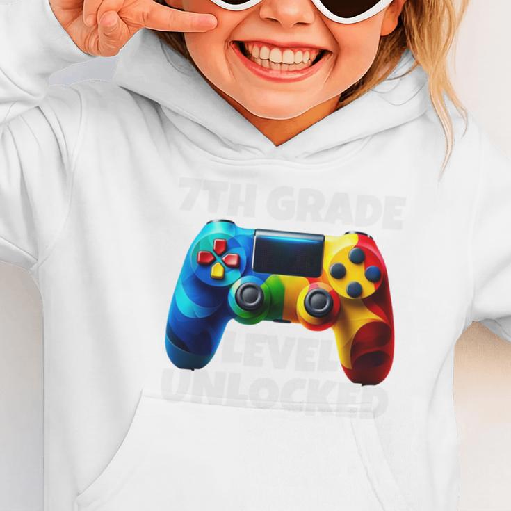 7th Grade Level Unlocked Back To School Gamer Boys Girls Graphic Toddler Hoodie