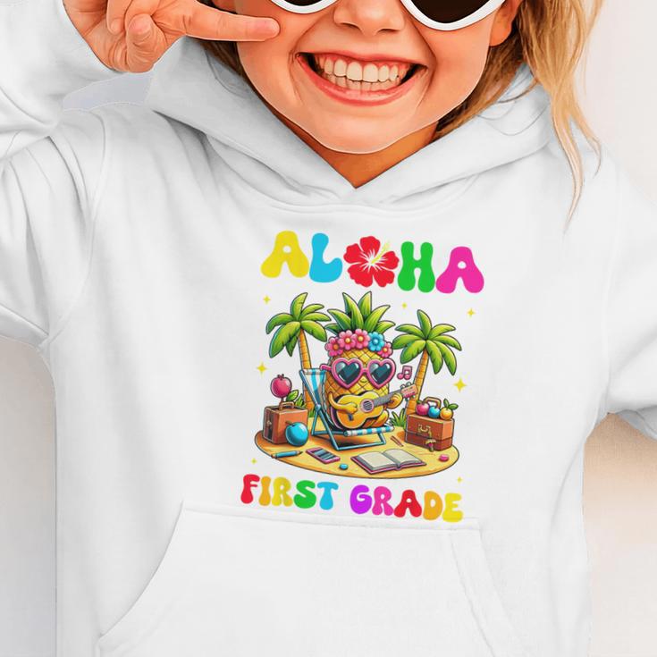 Aloha First Grade Pineapple Hawaii Back To School Kids Girl Graphic Toddler Hoodie