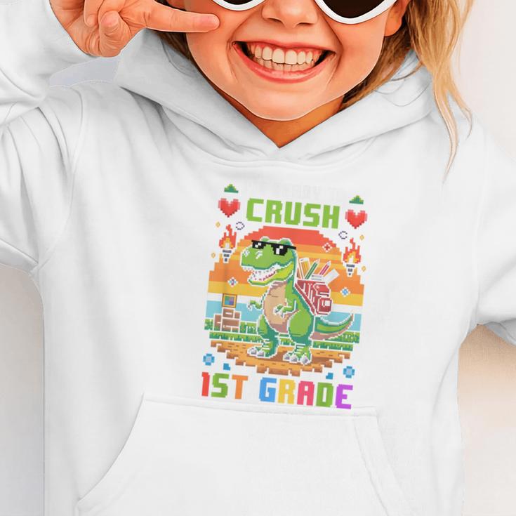 Back To School 1St Grade Boys I'm Ready To Crush Dinosaur Graphic Toddler Hoodie Back To School 1St Grade Boys I'm Ready To Crush Dinosaur Graphic Toddler Hoodie