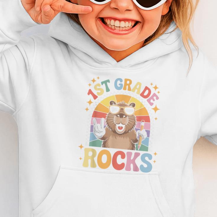 Back To School 1st Grade Capybara First Grade Rocks Graphic Toddler Hoodie
