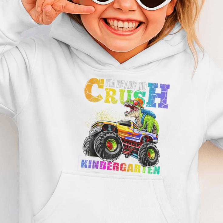 Back To School Boy Dinosaur I'm Ready To Crush Kindergarten Graphic Toddler Hoodie Back To School Boy Dinosaur I'm Ready To Crush Kindergarten Graphic Toddler Hoodie