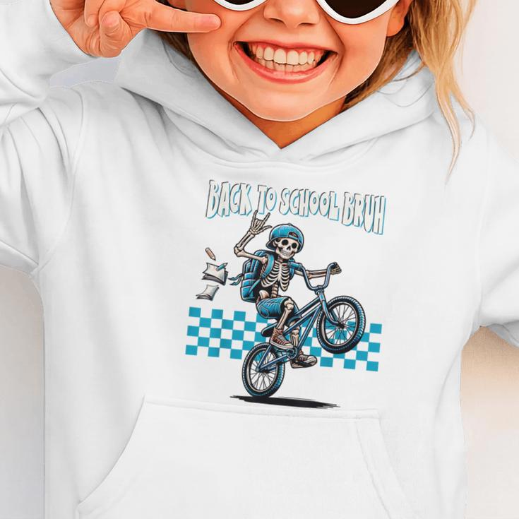 Back To School Bruh Boy Skeleton Riding On a BMX Bike Graphic Toddler Hoodie