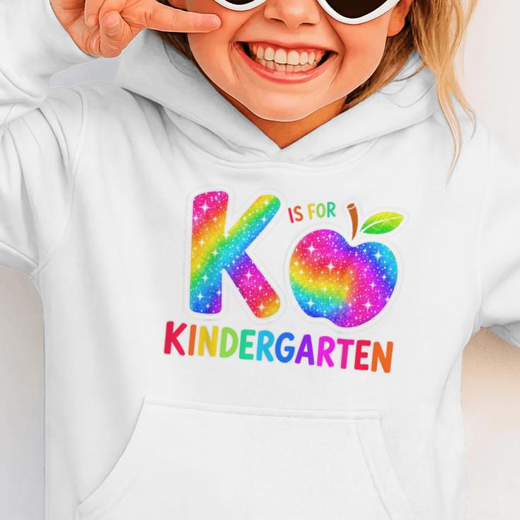 Back To School F Is For Kindergarten Rainbow Apple Kid Graphic Toddler Hoodie Back To School F Is For Kindergarten Rainbow Apple Kid Graphic Toddler Hoodie