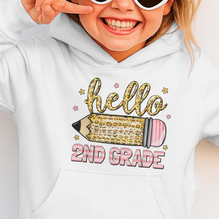 Back To School Hello Second 2nd Grade Leopard Pencil Girl Graphic Toddler Hoodie