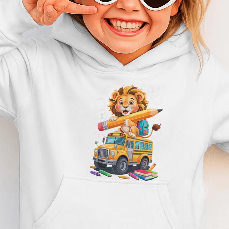Back To School Lion School Bus 100 Days Of School Graphic Toddler Hoodie