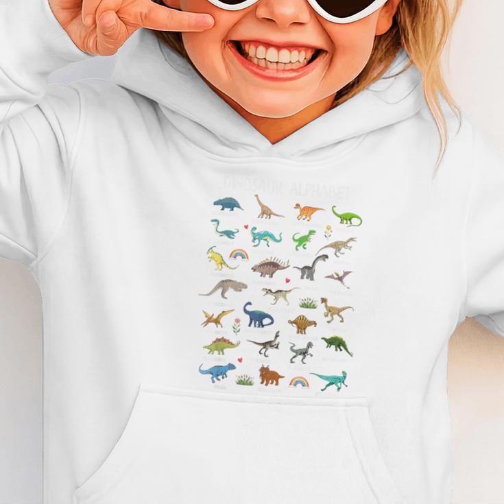 Back To School Types Of Dinosaurs Alphabet Identification Graphic Toddler Hoodie Back To School Types Of Dinosaurs Alphabet Identification Graphic Toddler Hoodie