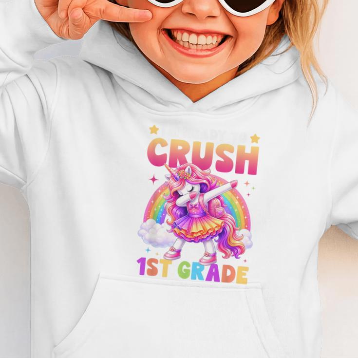 Back To School Unicorn Girls I'm Ready To Crush 1st Grade Graphic Toddler Hoodie