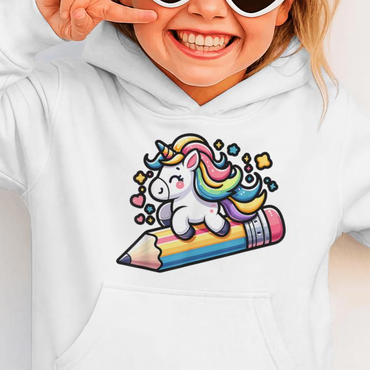 Back To School Unicorn Riding A Pencil Graphic Toddler Hoodie
