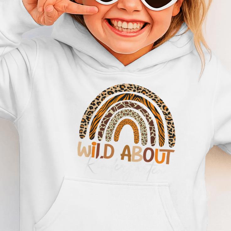 Back To School Wild About Kindergarten Leopard Rainbow Graphic Toddler Hoodie