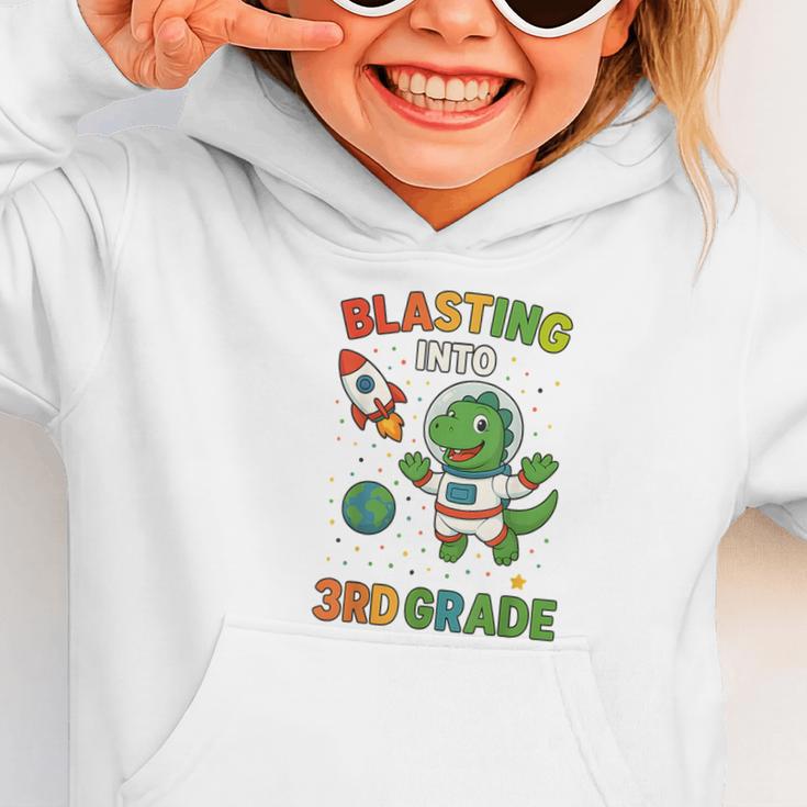 Blasting Into 3rd Grade Dinosaur Astronaut Back To School Graphic Toddler Hoodie