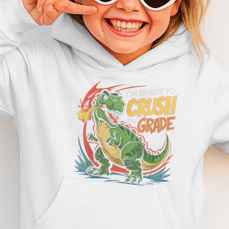 Boy Kid Ready To Crush 2nd Grade Dinosaur Back To School Graphic Toddler Hoodie