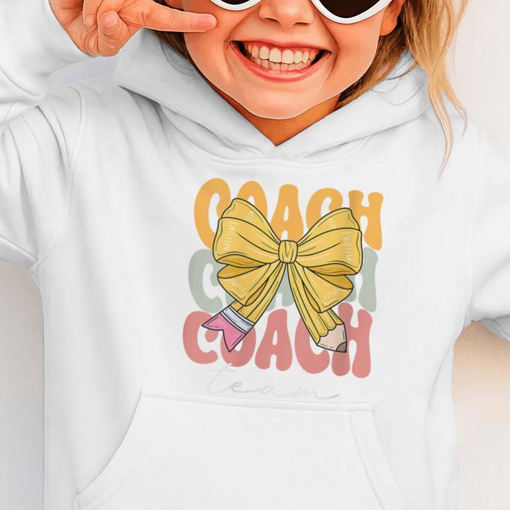 Coach Team Groovy Coquette Bow Cute Back To School Graphic Toddler Hoodie