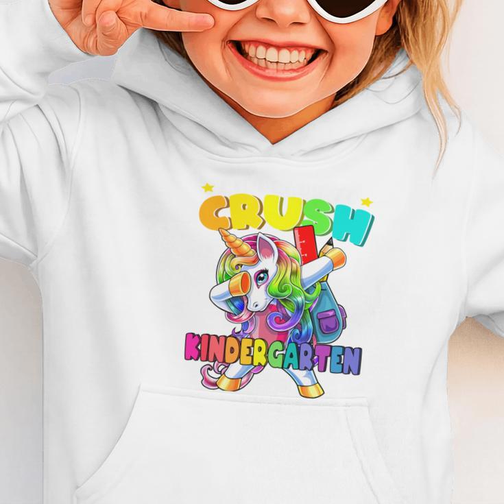 Crush Kindergarten Dabbing Unicorn Back To School Girls Performance Graphic Toddler Hoodie Crush Kindergarten Dabbing Unicorn Back To School Girls Performance Graphic Toddler Hoodie