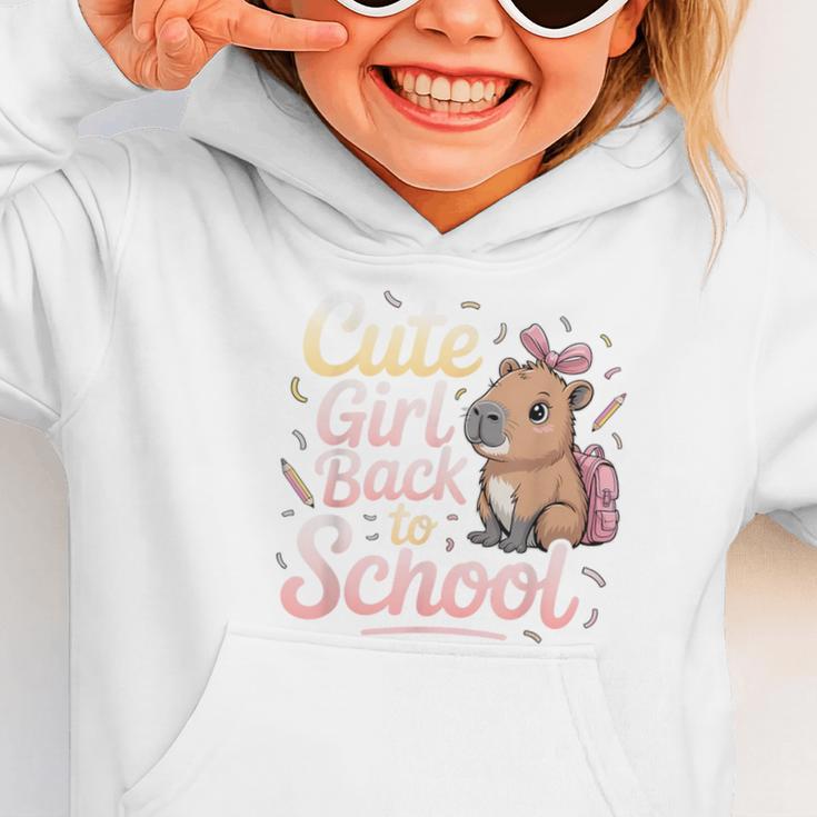 Cute Girl Back To School Capybara First Day Of School Kids Graphic Toddler Hoodie Cute Girl Back To School Capybara First Day Of School Kids Graphic Toddler Hoodie