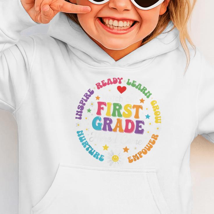 Cute Watch Out First Grade Here I Come Back To School Graphic Toddler Hoodie