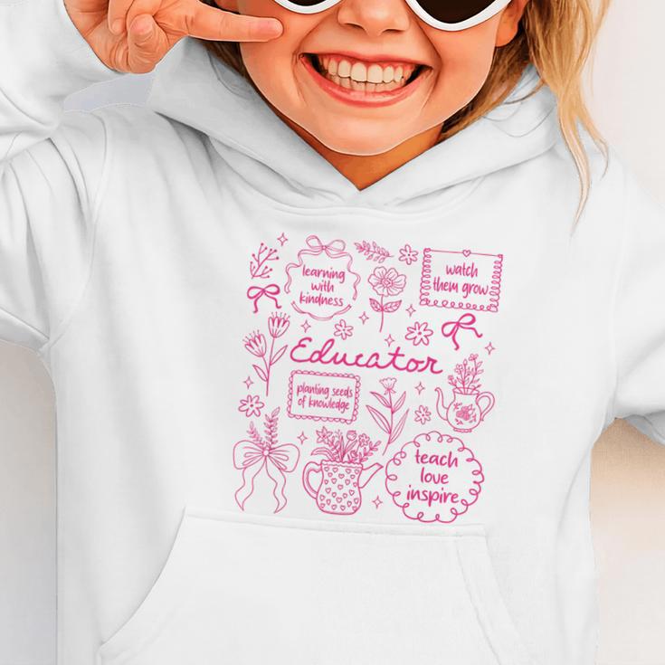 Educator Love Inspire Teach Pink Bow Back To School Graphic Toddler Hoodie Educator Love Inspire Teach Pink Bow Back To School Graphic Toddler Hoodie