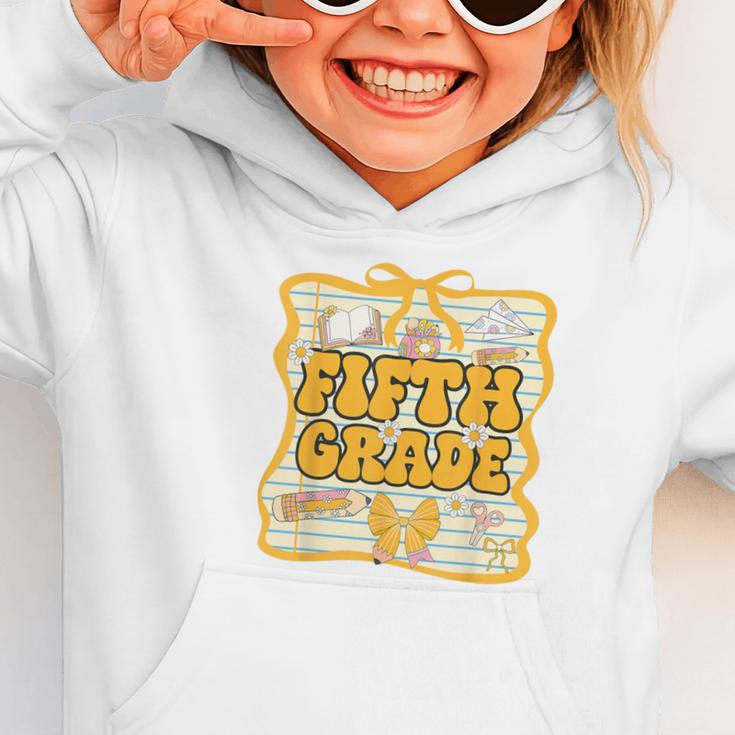 Fifth Grade Back To School Kids Girls Bow 5th Grade Groovy Graphic Toddler Hoodie Fifth Grade Back To School Kids Girls Bow 5th Grade Groovy Graphic Toddler Hoodie