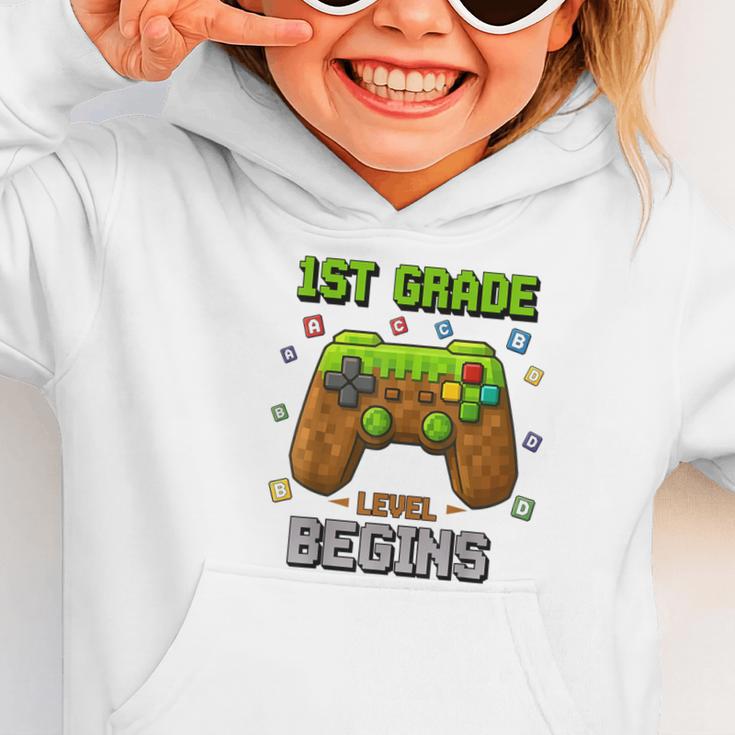 First Day Of 1st Grade Level Begins Back To School Boy Graphic Toddler Hoodie First Day Of 1st Grade Level Begins Back To School Boy Graphic Toddler Hoodie