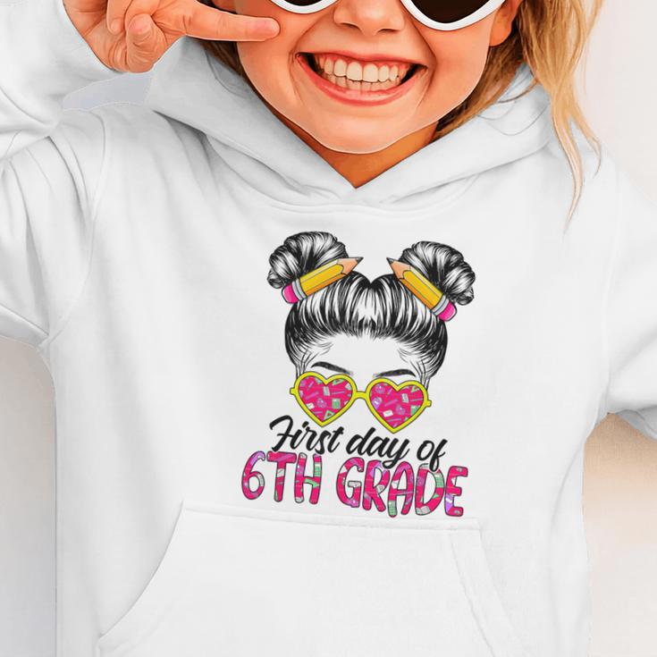 First Day Of 6th Grade Messy Hair Bun Girl Back To School Graphic Toddler Hoodie First Day Of 6th Grade Messy Hair Bun Girl Back To School Graphic Toddler Hoodie
