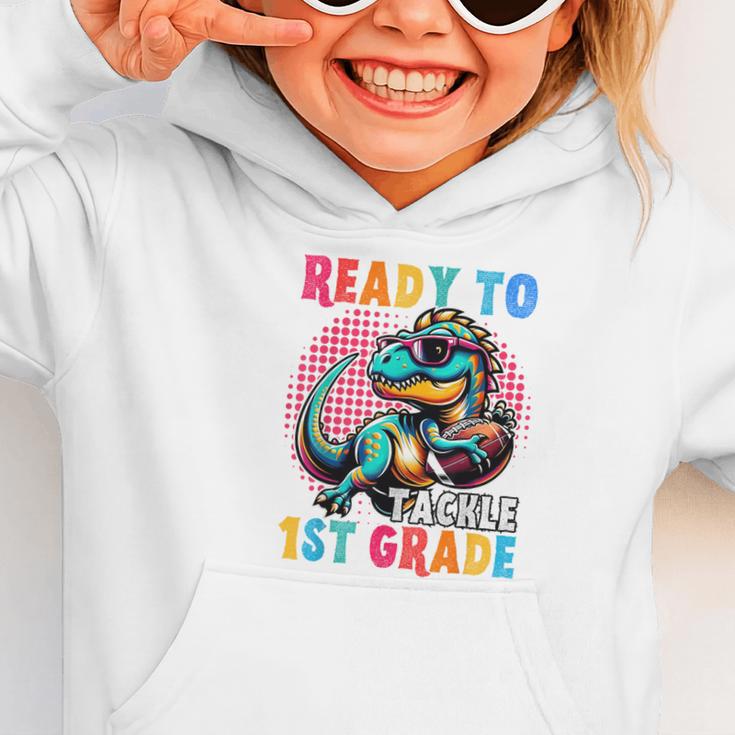 First Day Back To School 1st Grade Boys Football Dinosaur Graphic Toddler Hoodie